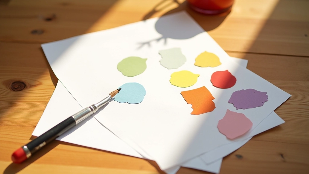 Kleurenpalette samples en typografische letterproeven op papier