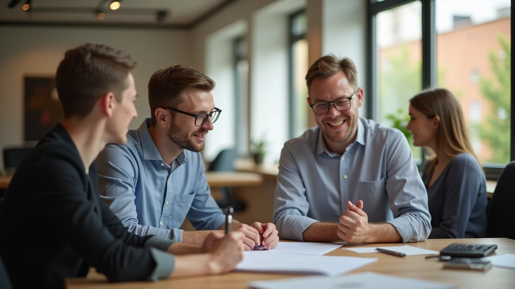 Ontwerper in gesprek met cliënt over portfoliowebsite strategie