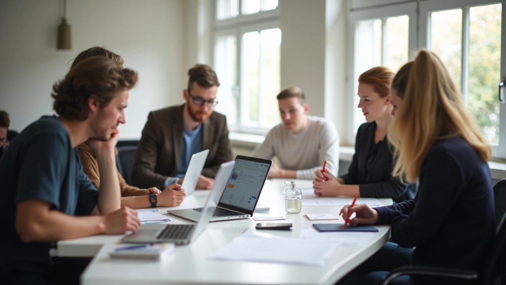 Creatieve team brainstorming sessie met laptops en design schets