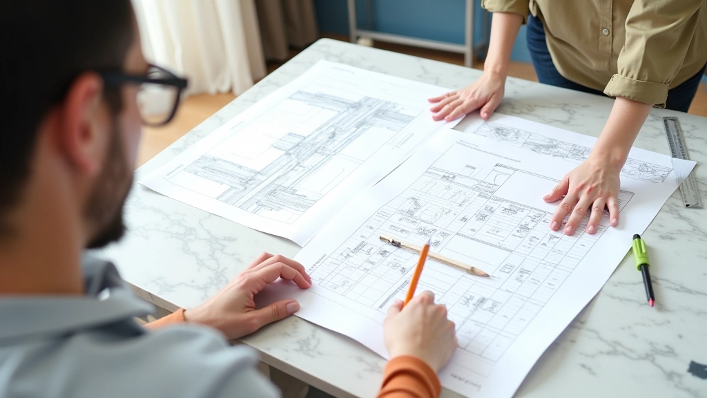 Schets van galerij layout met asymmetrisch design en verschillende projectformaten