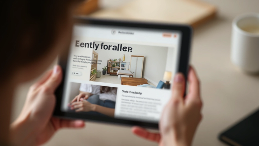 Portfolio website op tablet scherm, geopend in browsing weergave