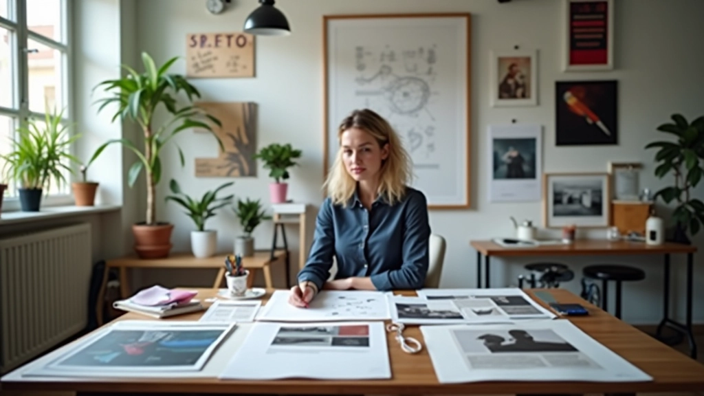 Creatieve ontwerpstudio met portfolioontwerpen en webdesign in voorbereiding