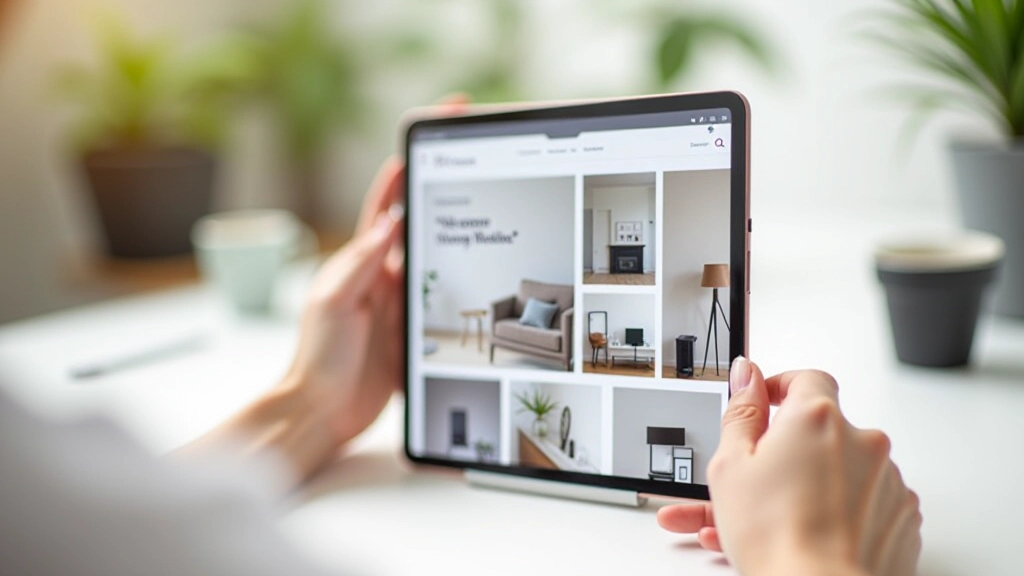 Portfolio website interface op tablet met project showcase en contact sectie
